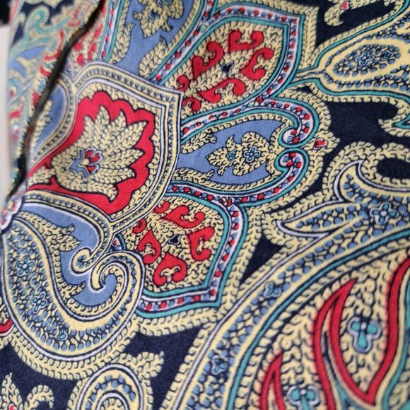Chaps Size S Blouse Paisley No Iron 3 /4 Sleeve Button Front Career Preppy - Picture 7 of 8